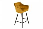 Krzesło barowe Hoker Loft aksamitny velvet musztardowy - Invicta Interior 1