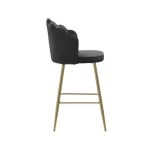 Krzesło barowe hoker Shell Peacock aksamitny czarny złoty 3