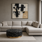 Ława stolik okrągły marmur czarny - Item International 1