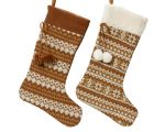 Skarpeta świąteczna retro vintage brązowa 2