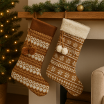 Skarpeta świąteczna retro vintage brązowa 1