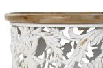 Stolik Ława Antique biały z drewnianym blatem  4