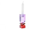 Świecznik szklany Crystal fioletowo-czerwony 1