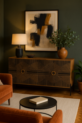 Komoda Sunset Form drewniana mango rzeźbiona - Item International