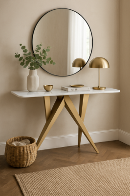 Konsola Art Living 140 cm biały marmur