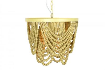 Lampa sufitowa Boho z drewnianymi perłami natur