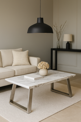 Ława Milano biała z efektem marmuru - Item International