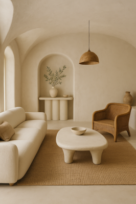 Ława owalna Japandi Arches biała beżowa  - Item International