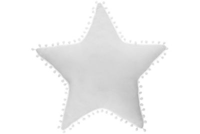 Poduszka Gwiazda biała aksamitna z pomponami