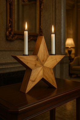 Świecznik Gwiazda drewniany 38cm - Boltze