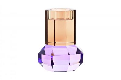 Świecznik szklany Crystal bursztynowo-fioletowy