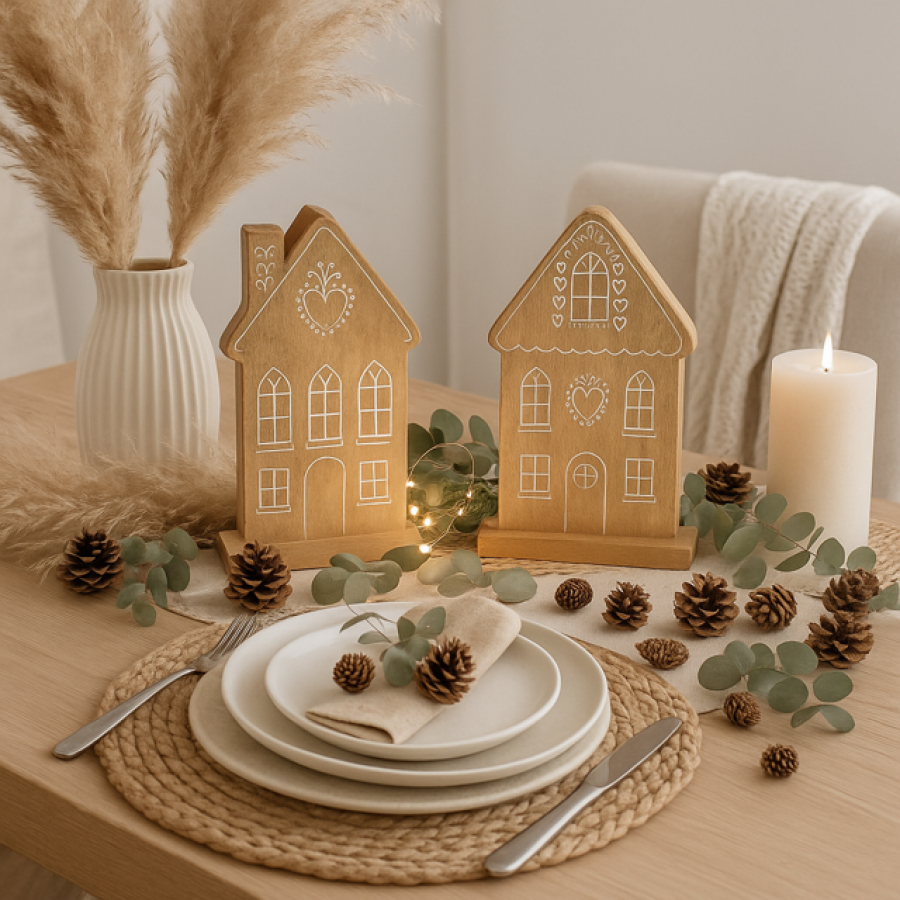 Dekoracja Domek z piernika drewno mango