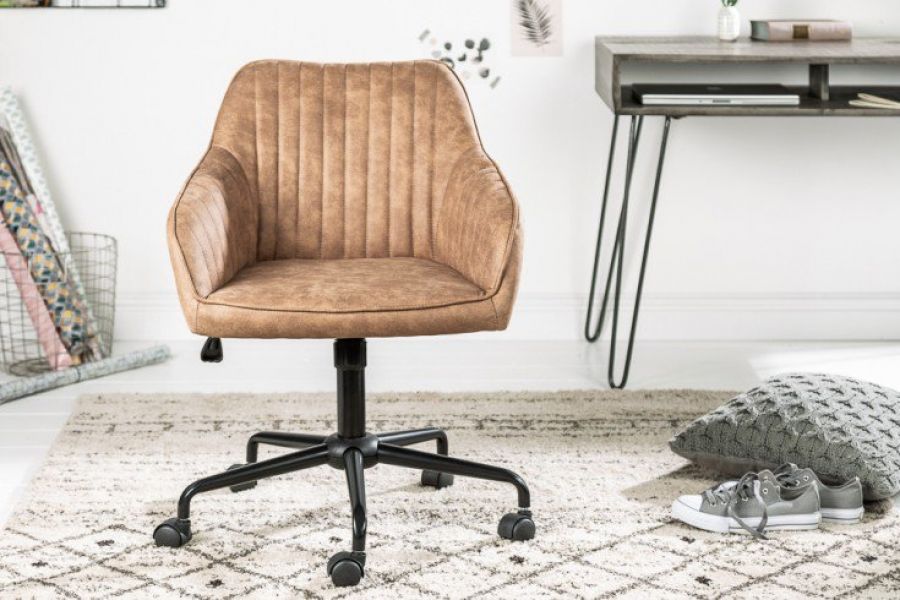 Fotel biurowy Krzesło Turin taupe vintage - Invicta Interior