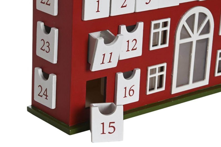 Kalendarz adwentowy domek drewniany led z szufladkami