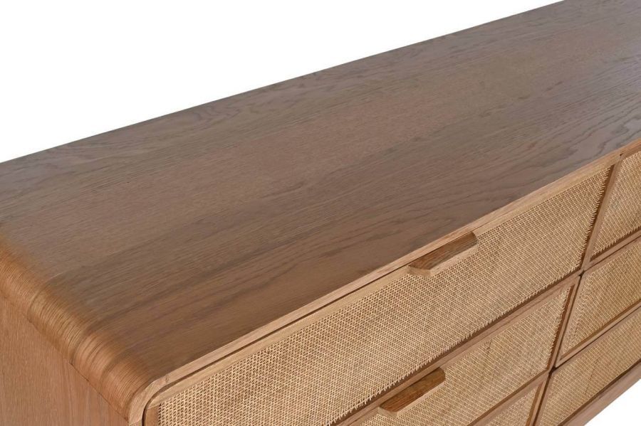 Komoda rattanowa z szufladami Modern Lounge z drewna dębowego