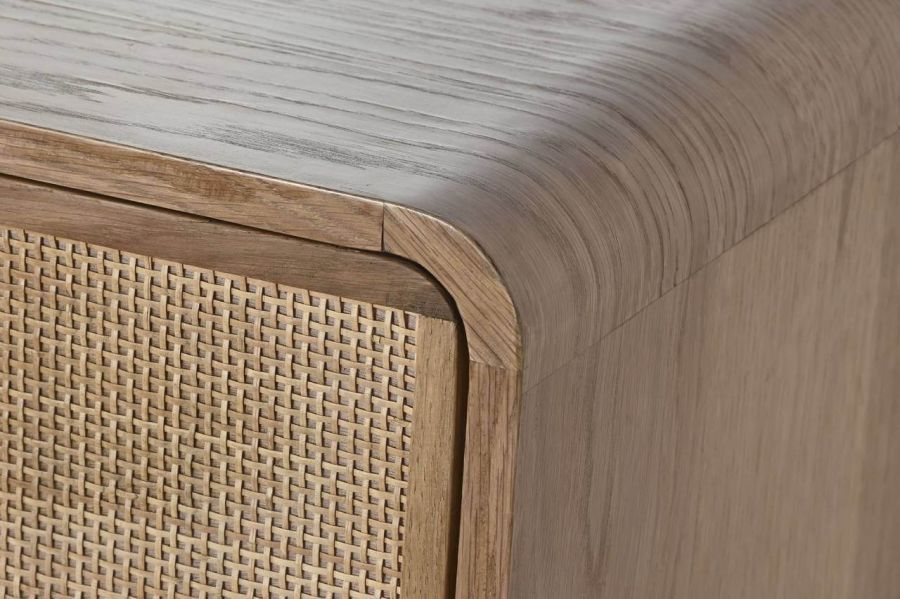 Komoda rattanowa z szufladami Modern Lounge z drewna dębowego