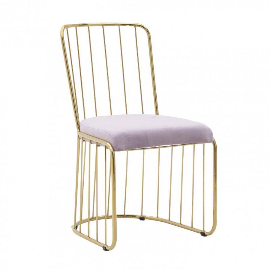 Krzesło aksamitne pudrowy róż & złoty
