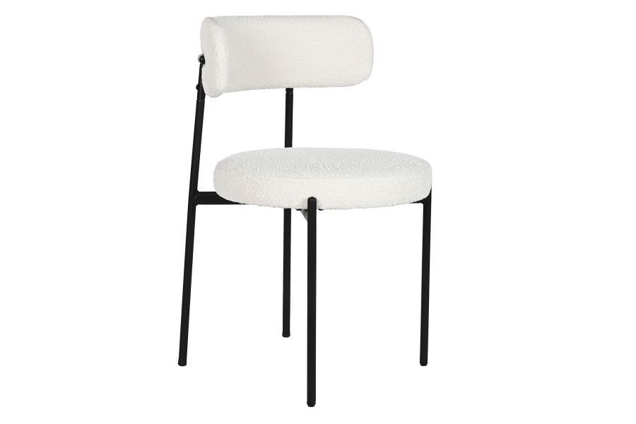 Krzesło boucle Japandi białe round