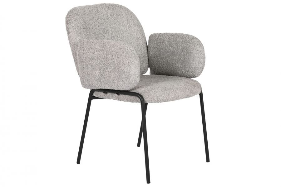 Krzesło Designer chair boucle z podłokietnikami grey