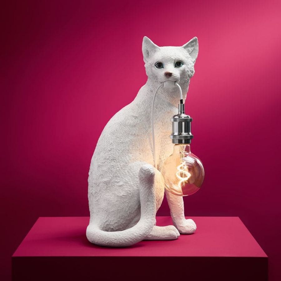 Lampa stołowa Kot Chouchou biała