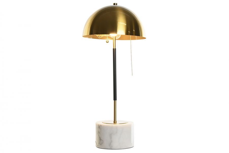 Lampa stołowa Mushroom złota z marmurową podstawą 