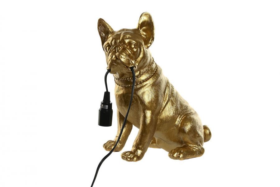 Lampa stołowa pies French Bulldog złota