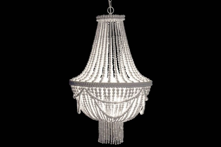 Lampa sufitowa Boho z drewnianymi perłami 60 cm