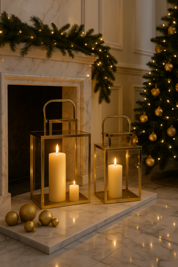 Latarnie złote ze szkła 2 szt