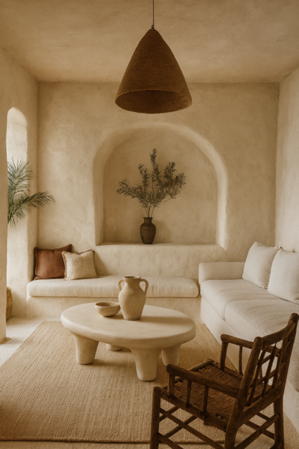 Ława owalna Japandi Arches biała beżowa  - Item International