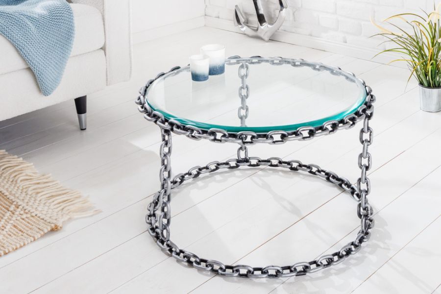 Ława stolik szklany Chains 65cm - Invicta Interior