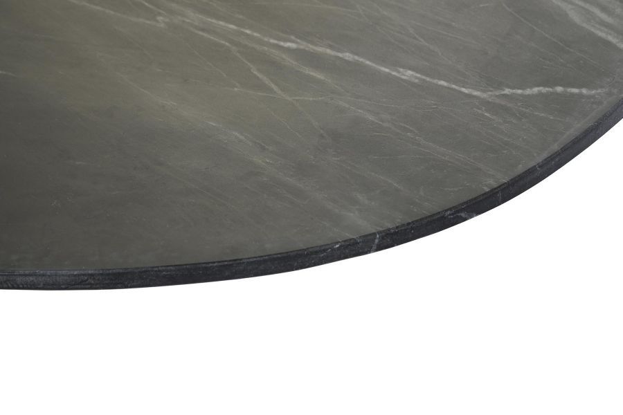 Ława Tulp owalna czarna z marmurowym blatem