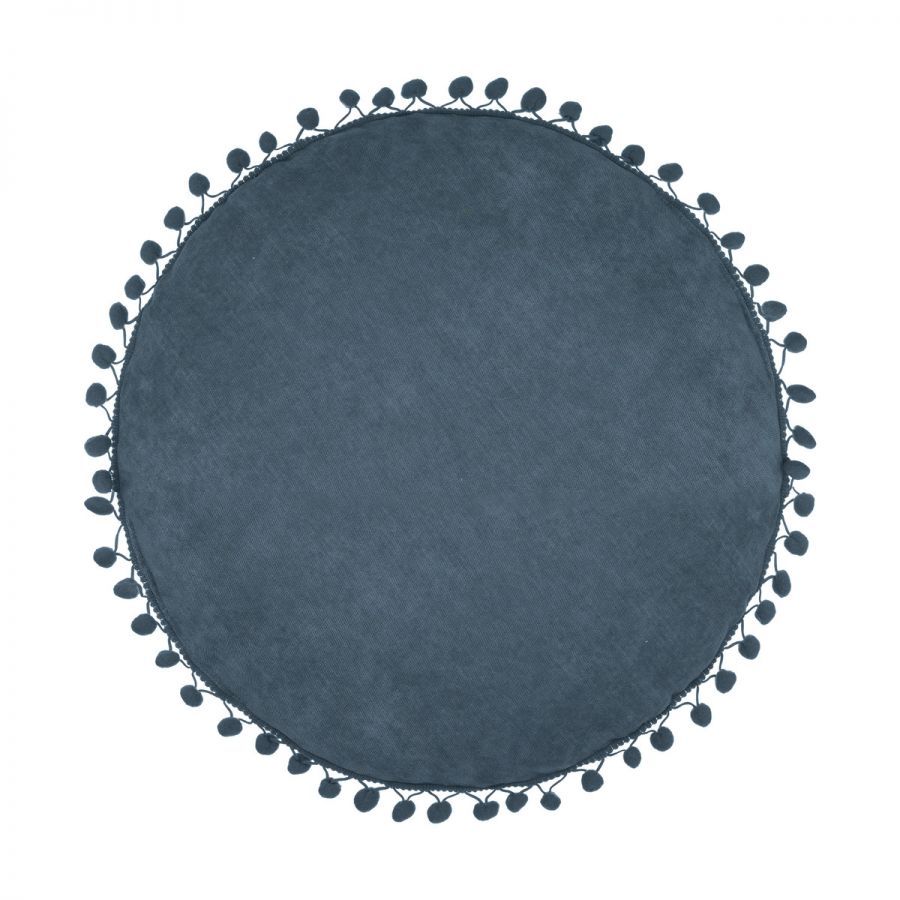 Poduszka z pomponami okrągła niebieska canard - Atmosphera