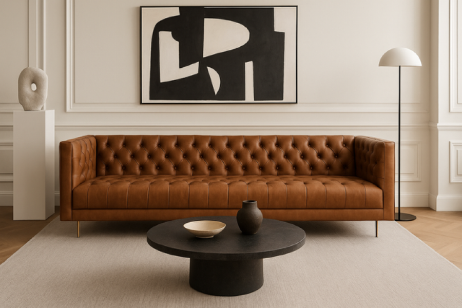 Sofa Lujo luxury skórzana brązowa  - Item International