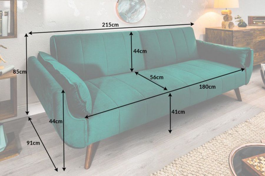 Sofa rozkładana Wersalka aksamitna Divani zieleń butelkowa - Invicta Interior