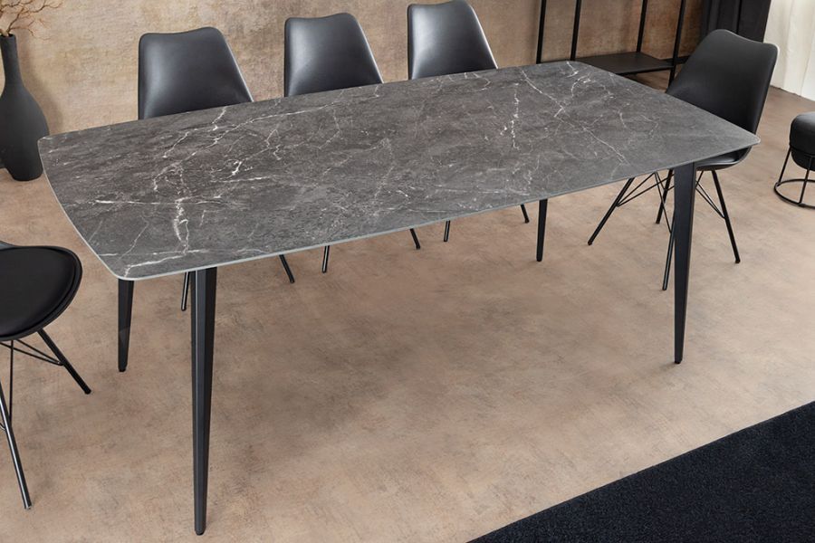 Stół ceramiczny Milano 160 cm antracytowy marmur - Invicta Interior