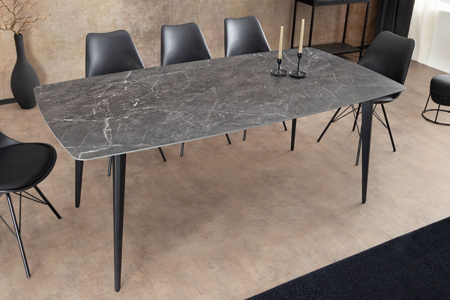 Stół ceramiczny Milano 160 cm antracytowy marmur - Invicta Interior
