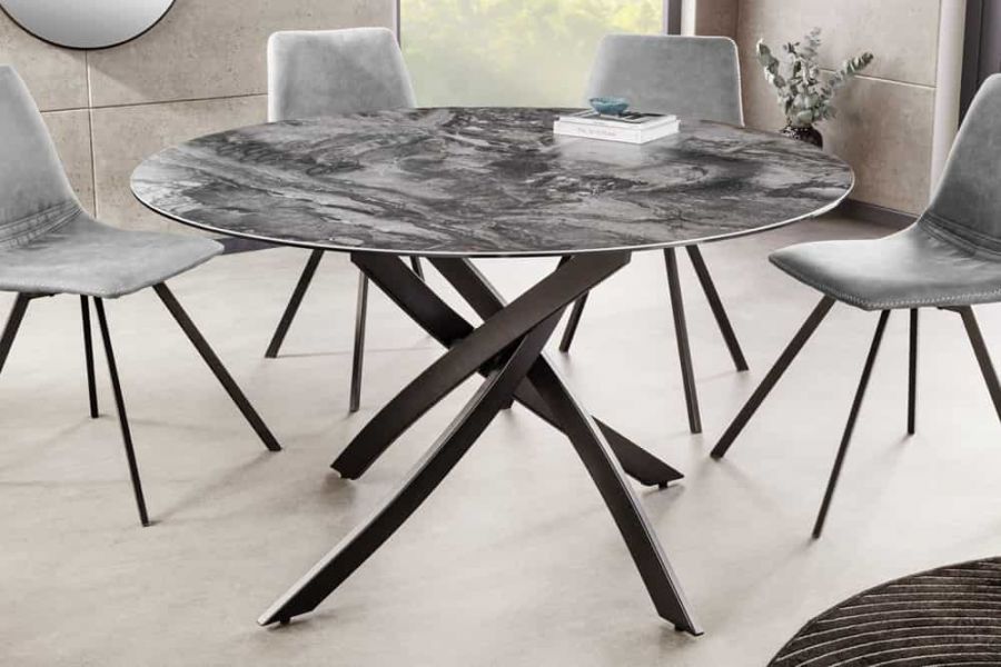 Stół okrągły ceramiczny Alpine 120 cm marmur taupe - Invicta Interior