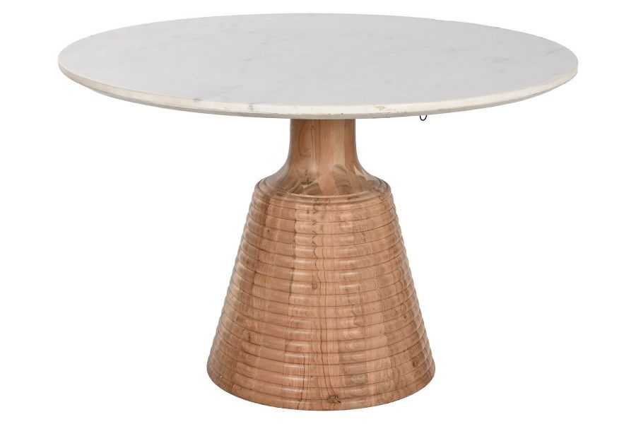 Stół okrągły drewniany Modern z marmurowym blatem