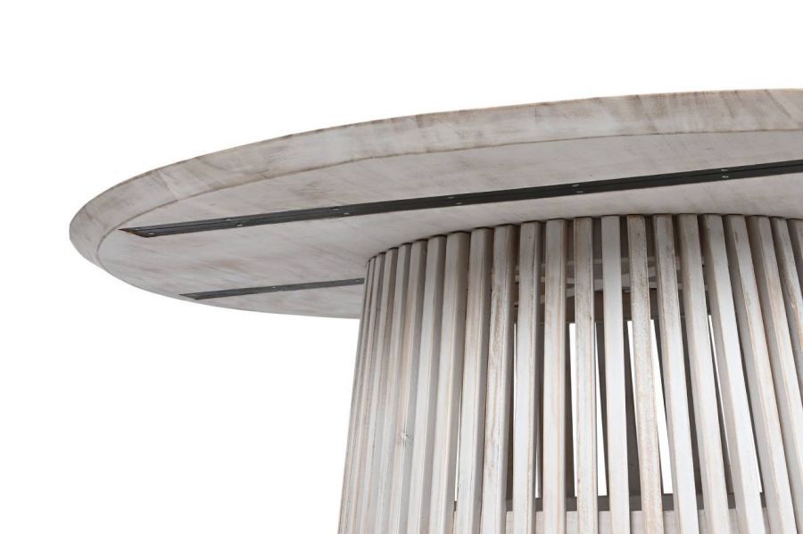 Stół okrągły Scandi z lamelami 150 cm biały