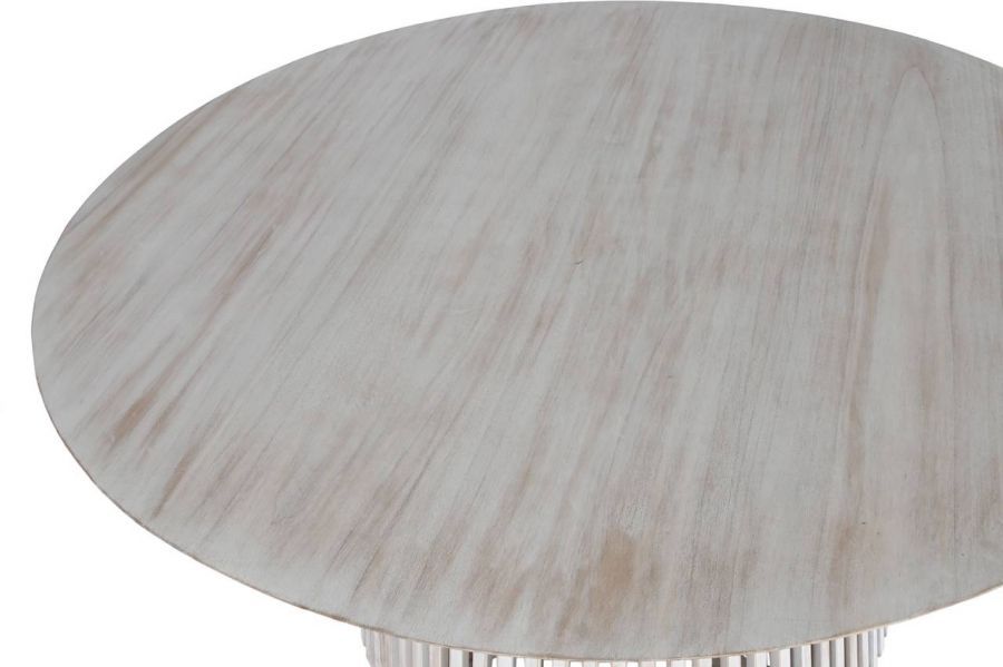 Stół okrągły Scandi z lamelami 150 cm biały