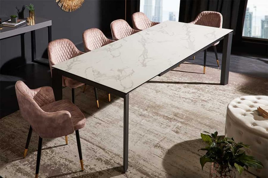 Stół rozkładany ceramiczny X7 180-240 cm marmur biały - Invicta Interior