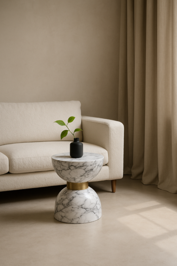 Stolik marmurowy Klepsydra biały