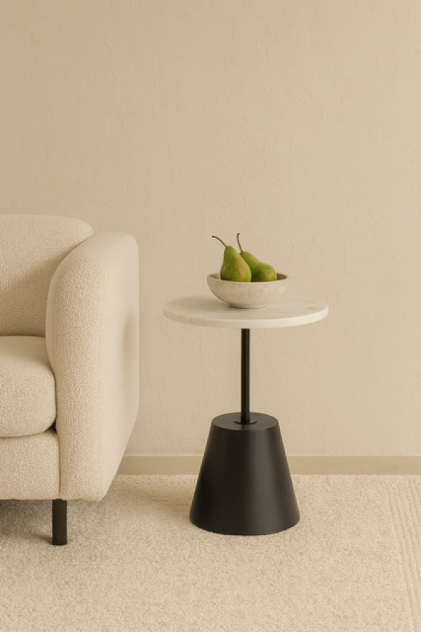 Stolik Scandi z marmurowym blatem