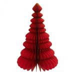 Dekoracja Choinka papierowa origami 30 cm czerwona 1