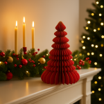 Dekoracja Choinka papierowa origami 30 cm czerwona 3