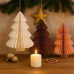 Dekoracja Choinka papierowa składana 40 cm brązowa 4