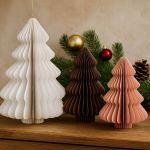 Dekoracja Choinka papierowa składana 40 cm różowa pastelowa 2