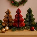 Dekoracja Choinka papierowa składana 60 cm brązowa 2
