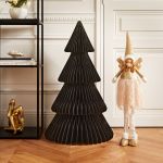 Dekoracja Choinka papierowa składana 90 cm czarna 2