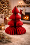 Dekoracja Choinka papierowa składana 90 cm czerwona 1